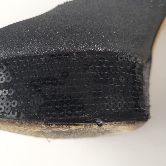 CHRISTIAN DIOR Heels 38.5 Gray Glitter Black Sequin Peep Toe Platform *FLAWS* - Picture 16 of 16
